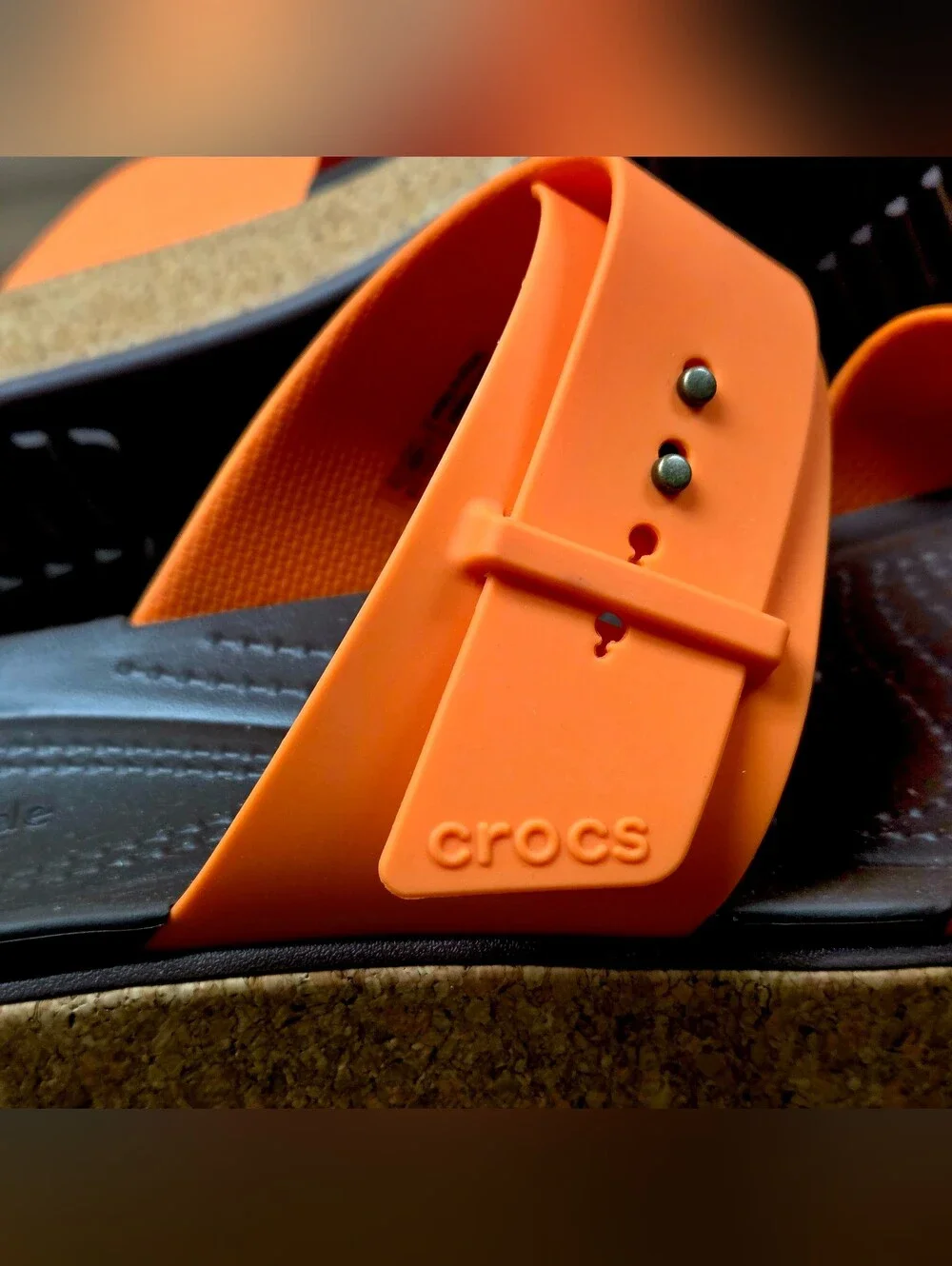 Crocs Brooklyn Buckle Platform Sandal 211252 Size 8 Orange & Cork